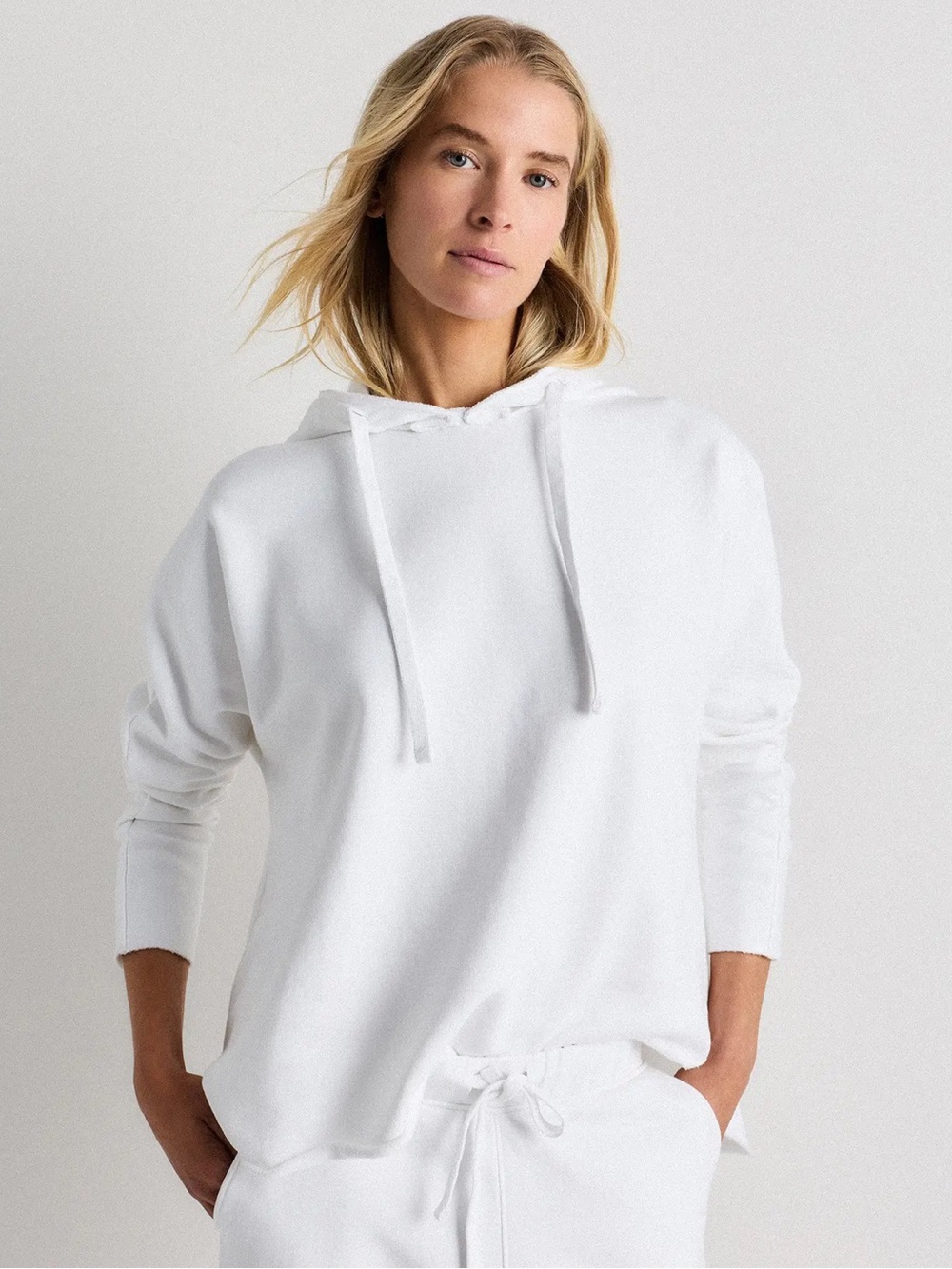 Quince Organic French Terry Hoodie White Small